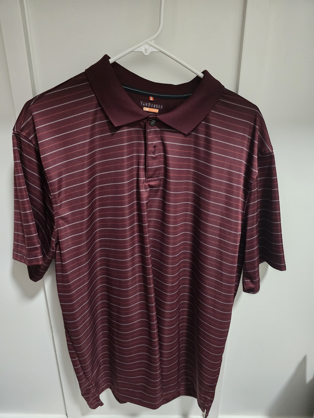 Van Heusen Men's Burgundy Striped Polo Shirt